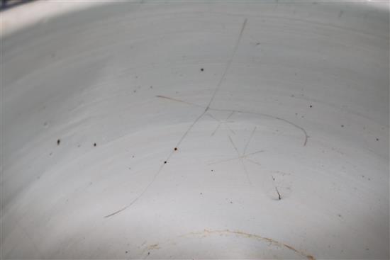 A Chinese blue and white jardiniere, diameter 37cms (star cracked)